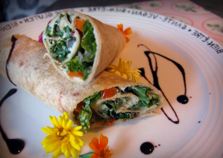 Réaliser un wrap au faumage (crème de noix de cajou)